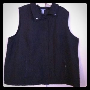 3X Plus Size Black Embroidered Vest